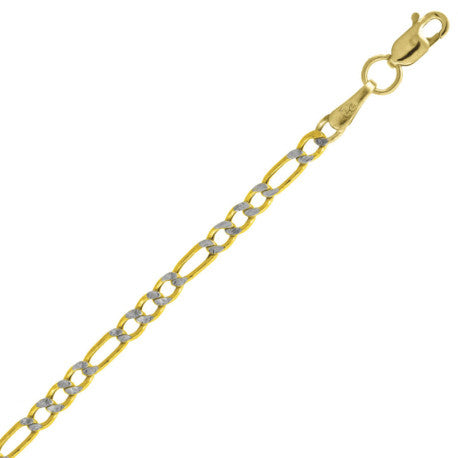 10kt Gold Hollow Pave Figaro Chain 060