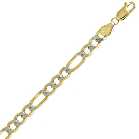 10kt Gold Hollow Pave Figaro Chain 180