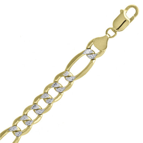 10kt Gold Hollow Pave Figaro Chain 210