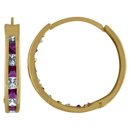10Kt Gold Cz Hoop Earrings