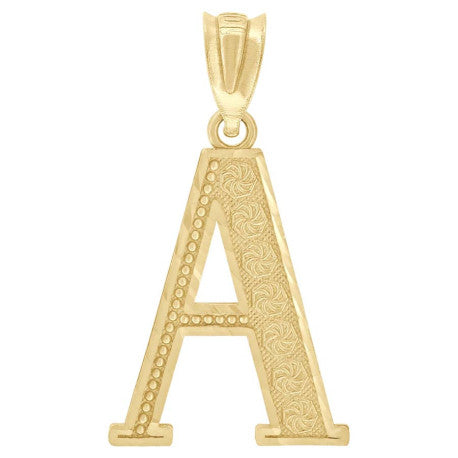 10Kt Gold Initial "A" Letter Pendant