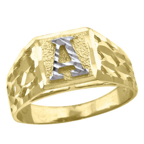 10Kt Gold Initial "A" Letter Ring