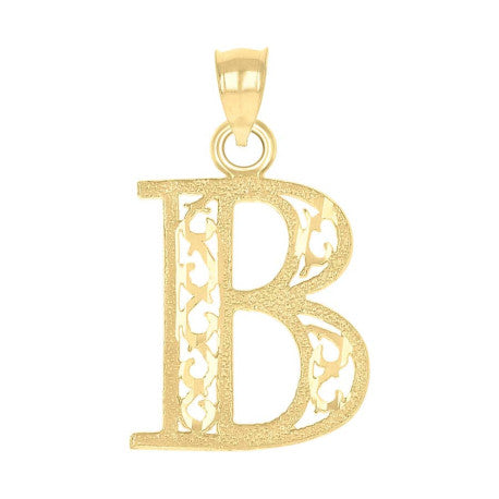 10Kt Gold Initial "B" Letter Pendant