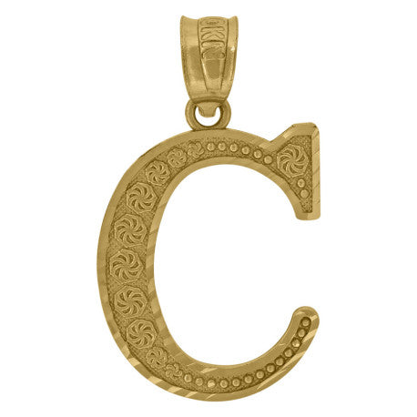 10Kt Gold Initial "C" Letter Pendant