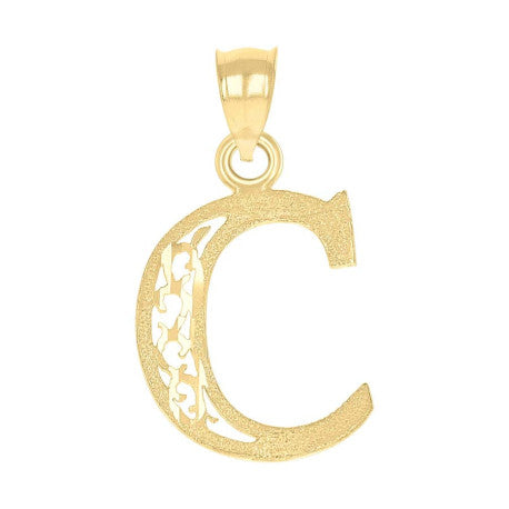 10Kt Gold Initial "C" Letter Pendant