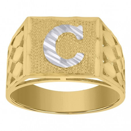 10Kt Gold Initial "C" Letter Ring