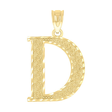 10Kt Gold Initial "D" Letter Pendant