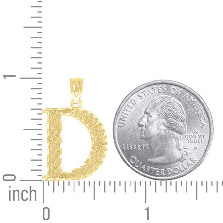 10Kt Gold Initial "D" Letter Pendant