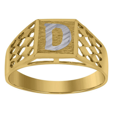 10Kt Gold Initial "D" Letter Ring