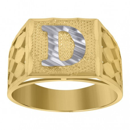 10Kt Gold Initial "D" Letter Ring
