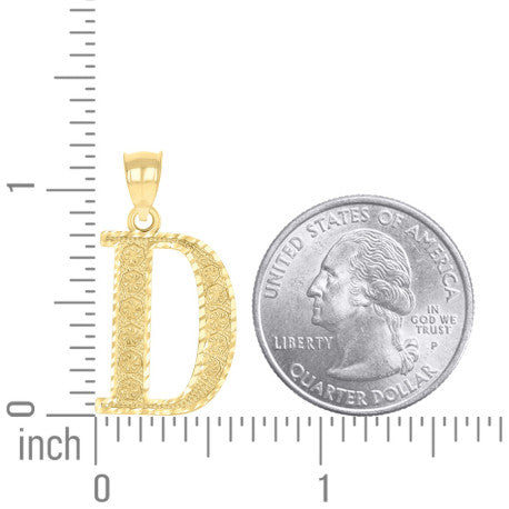 10Kt Gold Initial Letter Pendant "D"