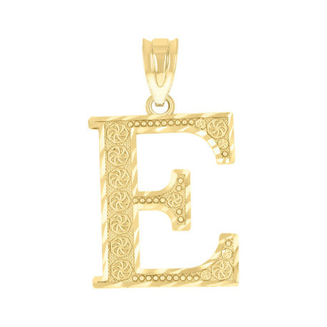 10Kt Gold Initial "E" Letter Pendant