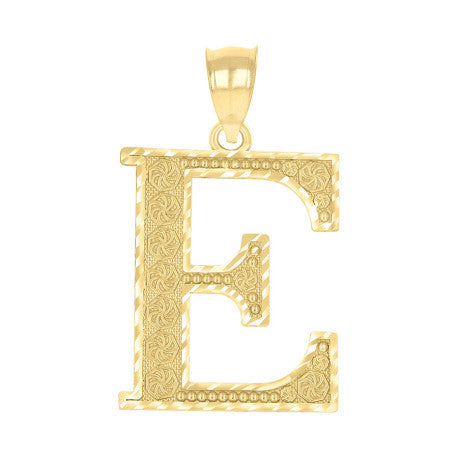 10Kt Gold Initial Letter Pendant "E"