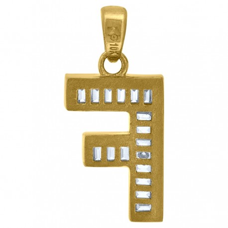 10Kt Gold Initial "F" Letter Pendant