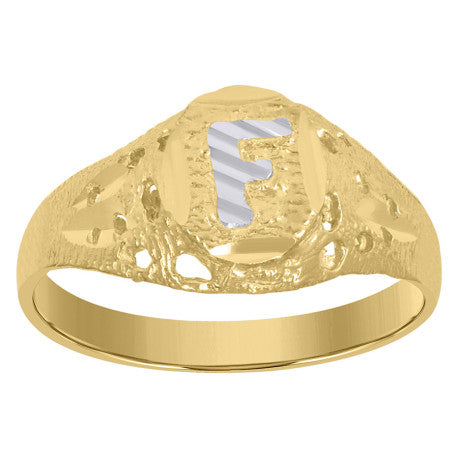10Kt Gold Initial "F" Letter Ring
