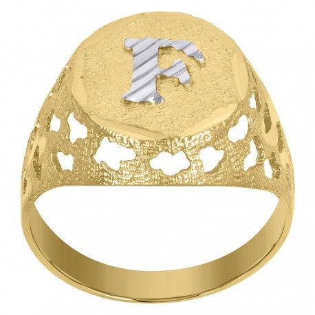 10Kt Gold Initial "F" Letter Ring