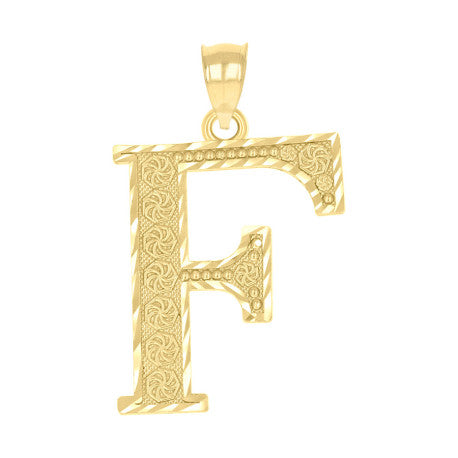 10Kt Gold Initial Letter Pendant "F"