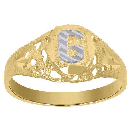 10Kt Gold Initial "G" Letter Ring