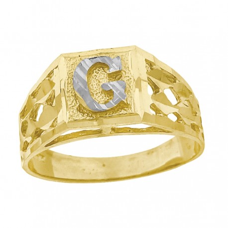 10Kt Gold Initial "G" Letter Ring