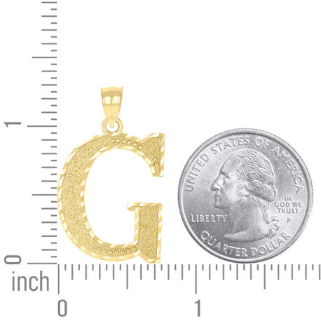 10Kt Gold Initial Letter Pendant "G"