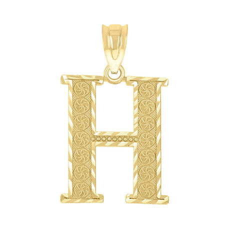 10Kt Gold Initial "H" Letter Pendant