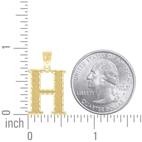 10Kt Gold Initial "H" Letter Pendant