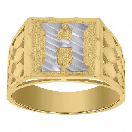 10Kt Gold Initial "H" Letter Ring