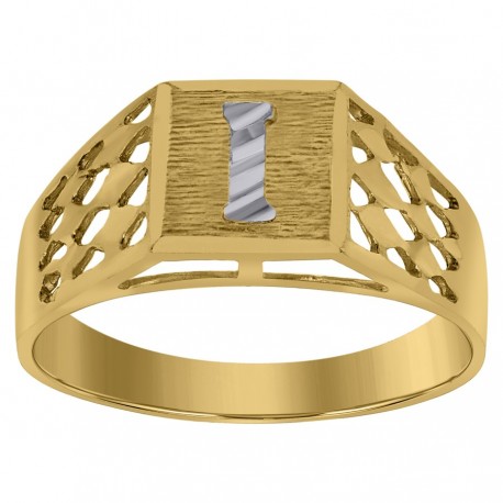 10Kt Gold Initial "I" Letter Ring