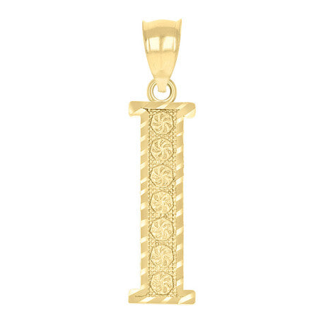10Kt Gold Initial Letter Pendant "I"