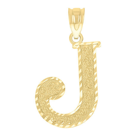 10Kt Gold Initial "J" Letter Pendant