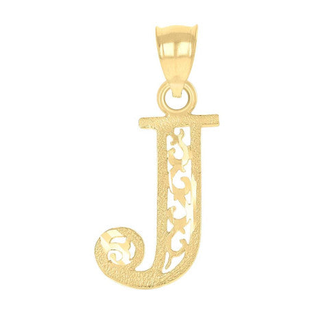 10Kt Gold Initial "J" Letter Pendant