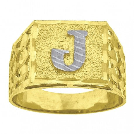 10Kt Gold Initial "J" Letter Ring