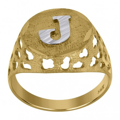 10Kt Gold Initial "J" Letter Ring
