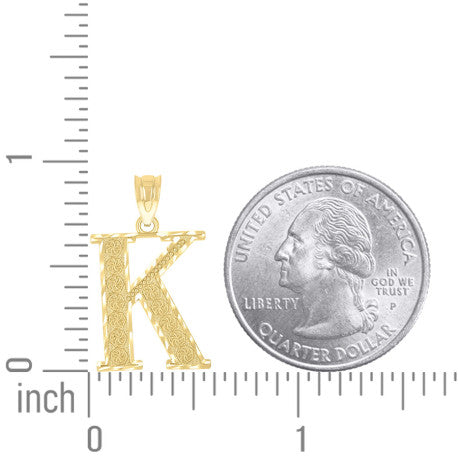 10Kt Gold Initial "K" Letter Pendant