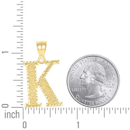 10Kt Gold Initial Letter Pendant "K"