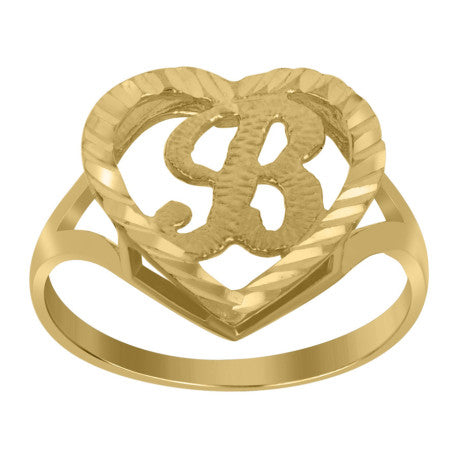 10Kt Gold Initial Letter "B" Ring