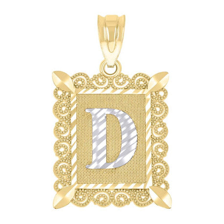 10Kt Gold Initial Letter "D" Pendant