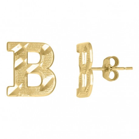 10kt Gold Initial Letter Earrings "B"