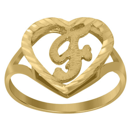 10Kt Gold Initial Letter "F" Ring