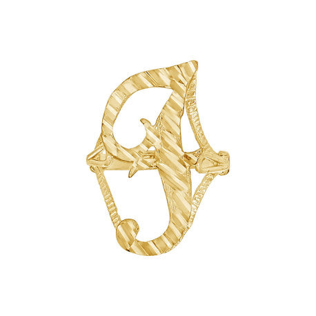 10Kt Gold Initial Letter "F" Ring