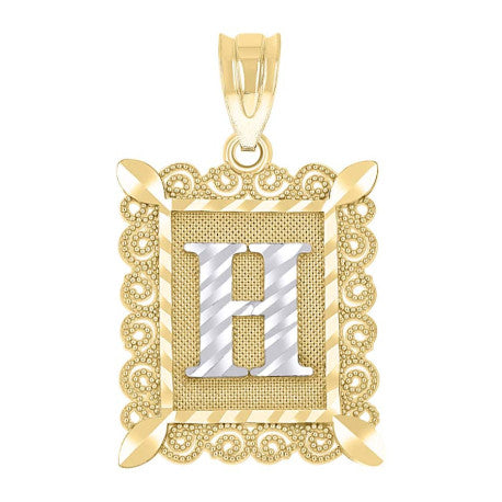 10Kt Gold Initial Letter "H" Pendant