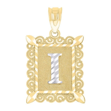10Kt Gold Initial Letter "I" Pendant