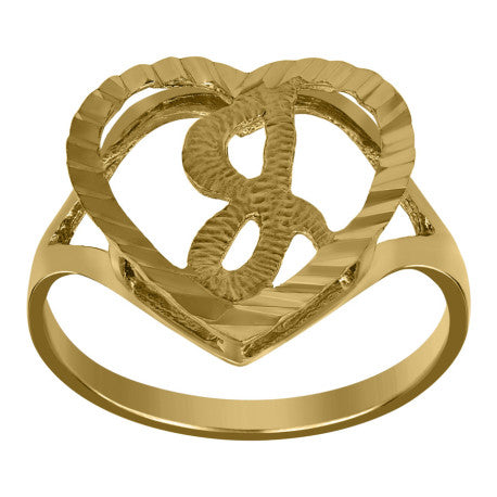 10Kt Gold Initial Letter "J" Ring