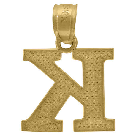 10Kt Gold Initial Letter "K" Pendant