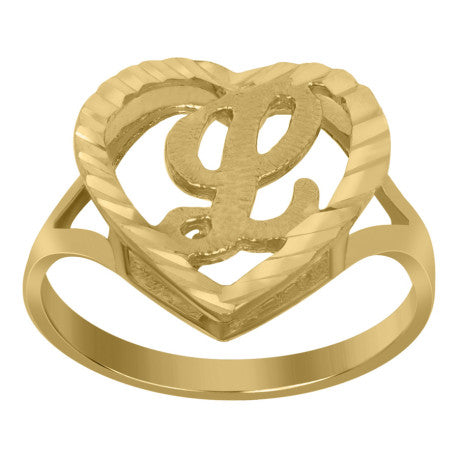 10Kt Gold Initial Letter "L" Ring