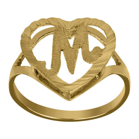 10Kt Gold Initial Letter "M" Ring