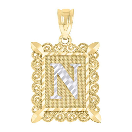 10Kt Gold Initial Letter "N" Pendant