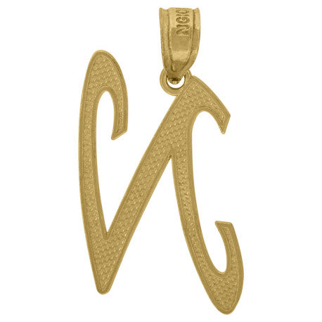 10Kt Gold Initial Letter "N" Pendant