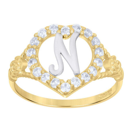 10Kt Gold Initial Letter "N" Ring