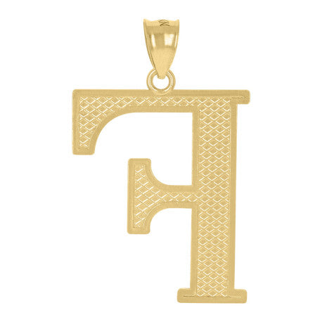 10Kt Gold Initial Letter Pendant "F"